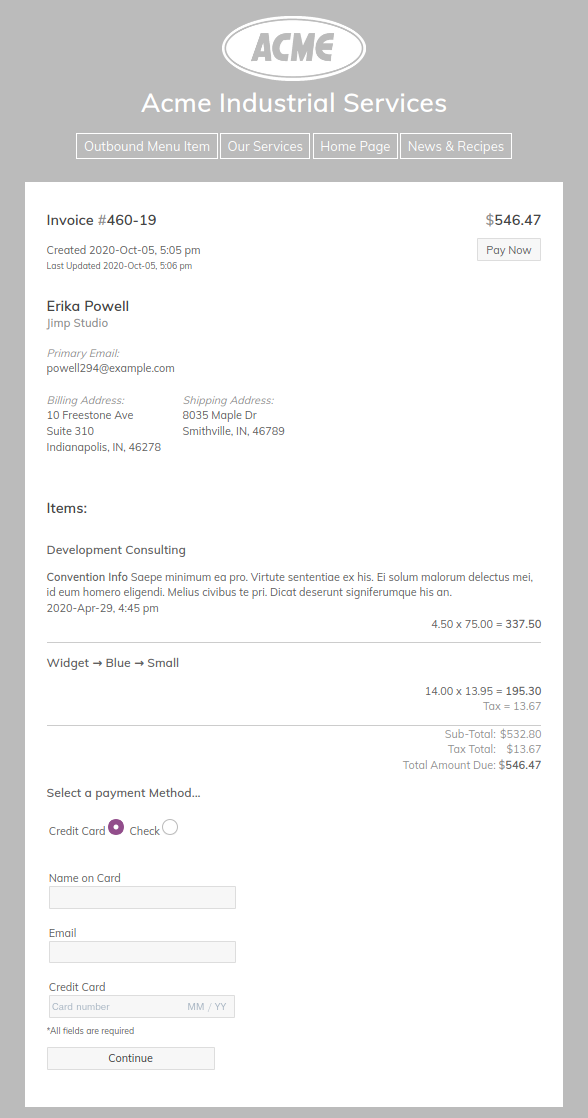 Screenshot of Jimp Cloud Invoicing